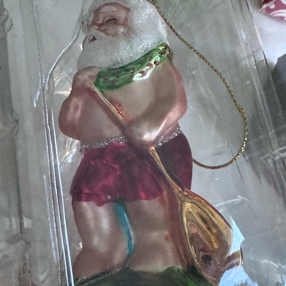 NIB! Paddle Boarding Hawaiian Santa Glass Christmas Ornament - Picture 3 of 6